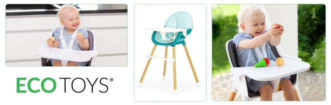 Ecotoys Krzesełko do karmienia 2w1 turkusowe
