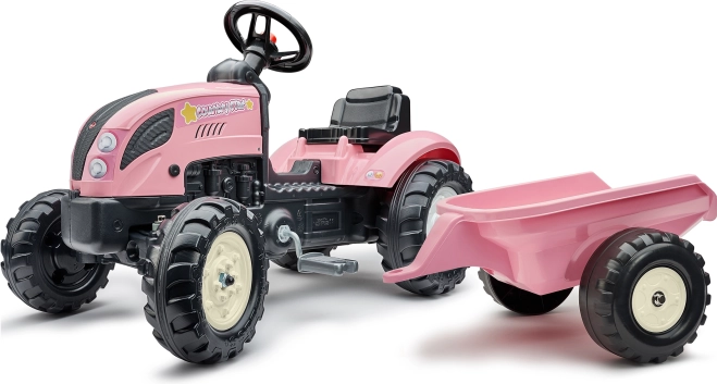Traktor na pedały Country Star różowy z przyczepą i klaksonem