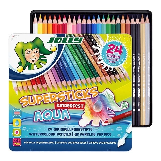 Kredki Supersticks Aqua 24 kolorów w metalowym pudełku