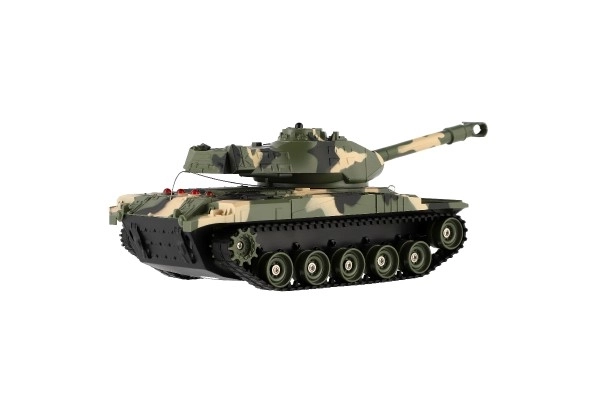 Czołg RC plastikowy 27cm 27MHz na baterie + pakiet ładowalny z dźwiękiem w pudełku 37x17x19cm