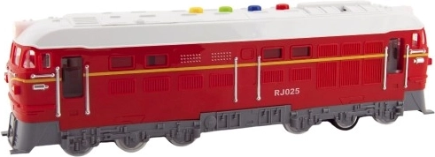Plastowa lokomotywa na baterie ze światłem i dźwiękiem 35 cm – Czerwona