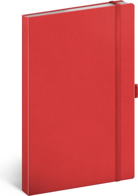 Liniowany notes NOTIQUE czerwony 13 × 21 cm z gumką i uchwytem na długopis