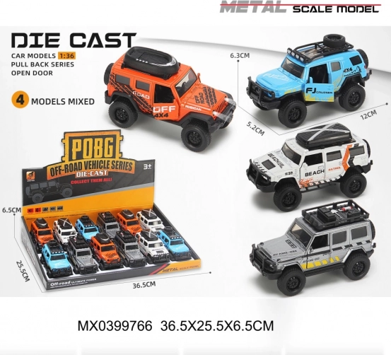 metalowy terenowy jeep 1:36 z napędem pull-back