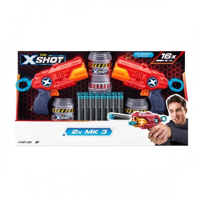 ZURU X-SHOT EXCEL MK 3 podwójny zestaw z obrotową głowicą i 16 nabojami