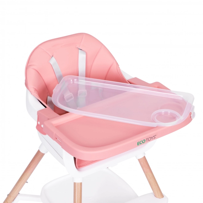 Dziecięce krzesełko do karmienia 2w1 różowe ECOTOYS