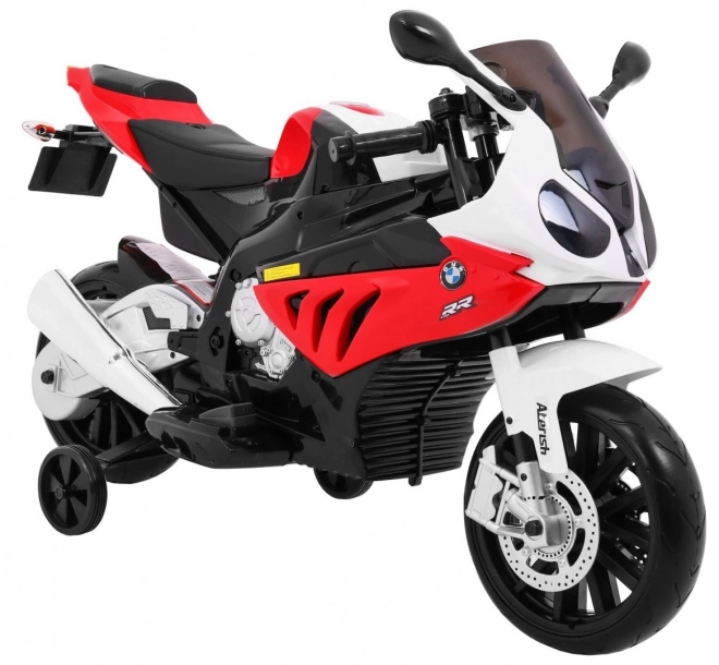 BMW S1000 RR Motocykl dziecięcy na baterie + koła pomocnicze + podnóżek – czerwony