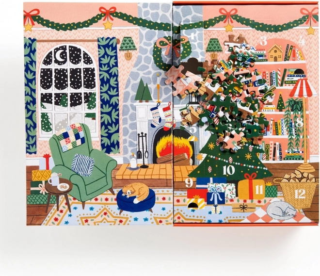 GALISON Puzzle Kalendarz Adwentowy W Domu na Święta 12x42 Części