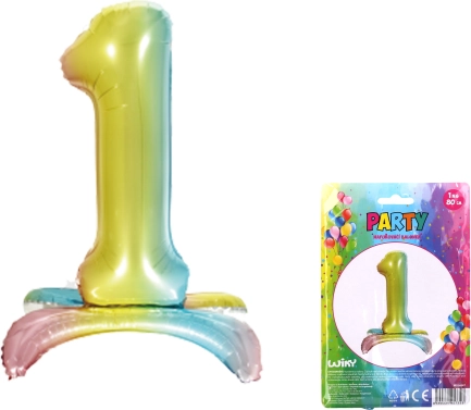 Nadmuchiwany Balon Cyfra 1 Tęcza