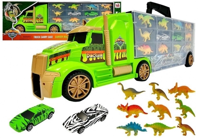 Walizka Transporter Sorter z dinozaurami zielony