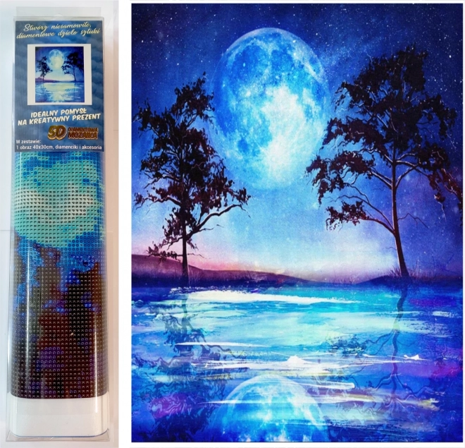Norimpex malowanie diamentowe Niebieski Pełnia 30 × 40 cm