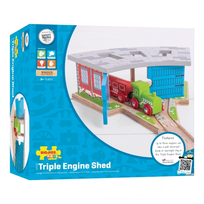 Bigjigs Rail Potrójny depo z drzwiami
