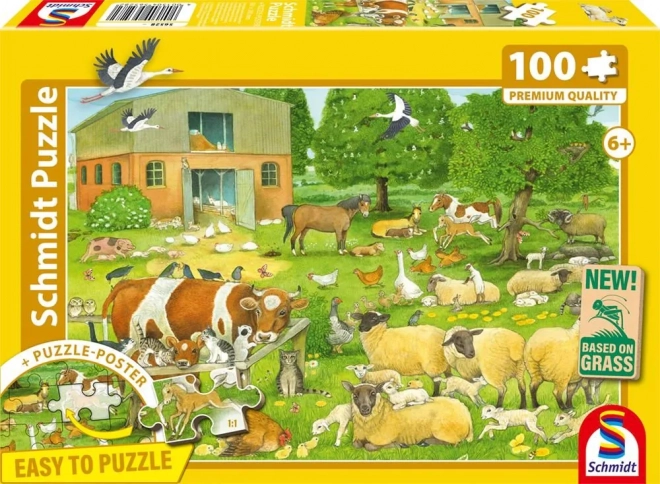 Puzzle zwierzęce rodziny na farmie 100 elementów