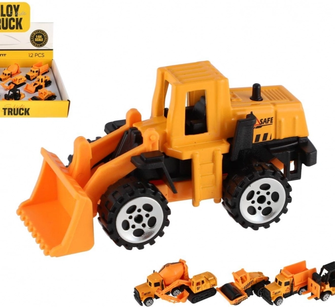 Mini samochodziki budowlane metal/plastik 7 cm wolny bieg mix rodzajów