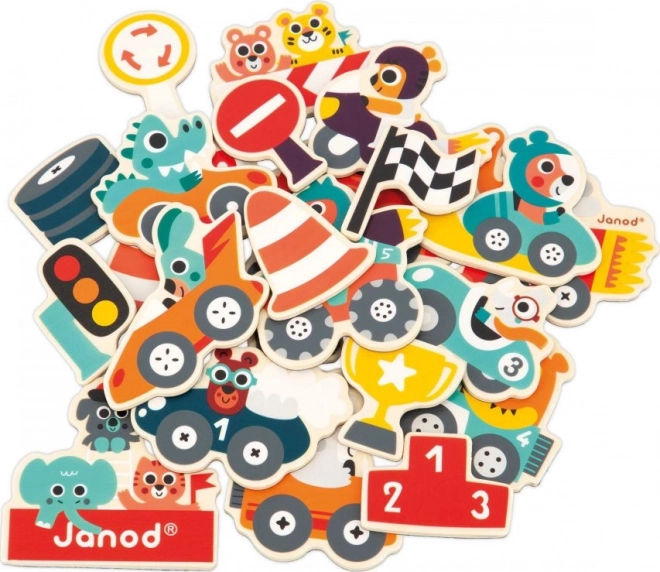 JANOD Drewniane magnesy Samochody 24 szt.