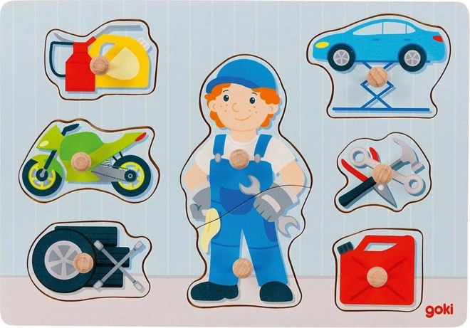 Goki drewniana układanka – mechanik samochodowy