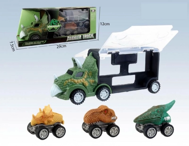 Dinozaurzy ciężarówka z 3 małymi autkami
