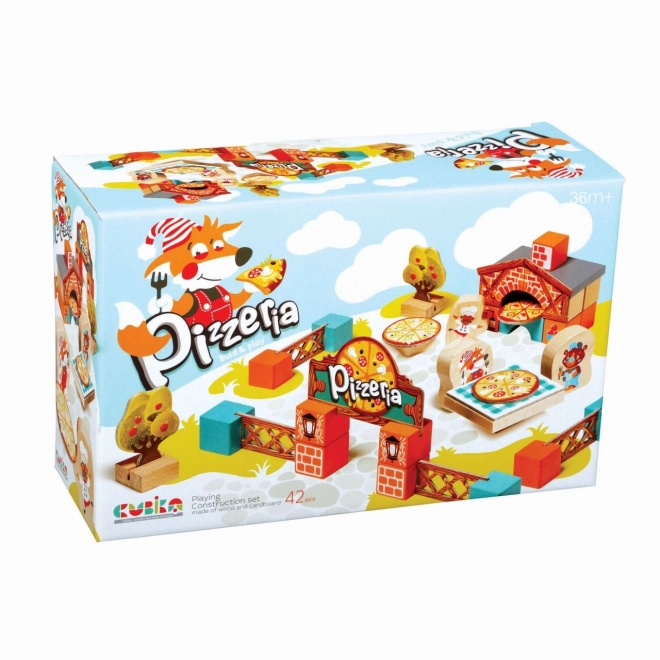 CUBIKA 14835 Pizzeria - drewniana konstrukcja z kartonowymi dodatkami