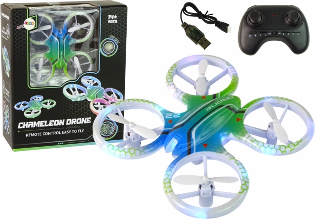 Kolorowy dron zdalnie sterowany ze światłami