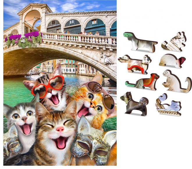 Drewniane puzzle Kocięta w Wenecji 2w1