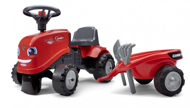 Jeżdżący traktor Baby Case IH czerwony z przyczepą