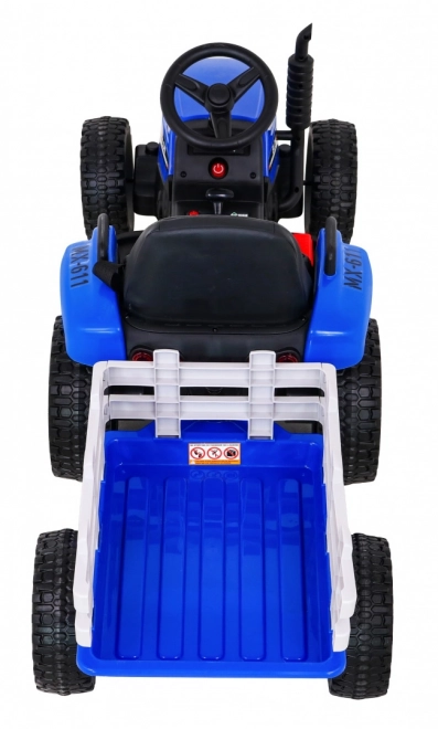 Dziecięcy traktor z przyczepą niebieski