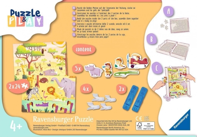 RAVENSBURGER Puzzle&Play: Safari 2x24 elementy