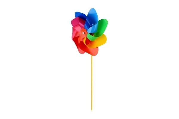 Wiatraczek średnica 22cm kolorowy tęczowy plastik 47cm