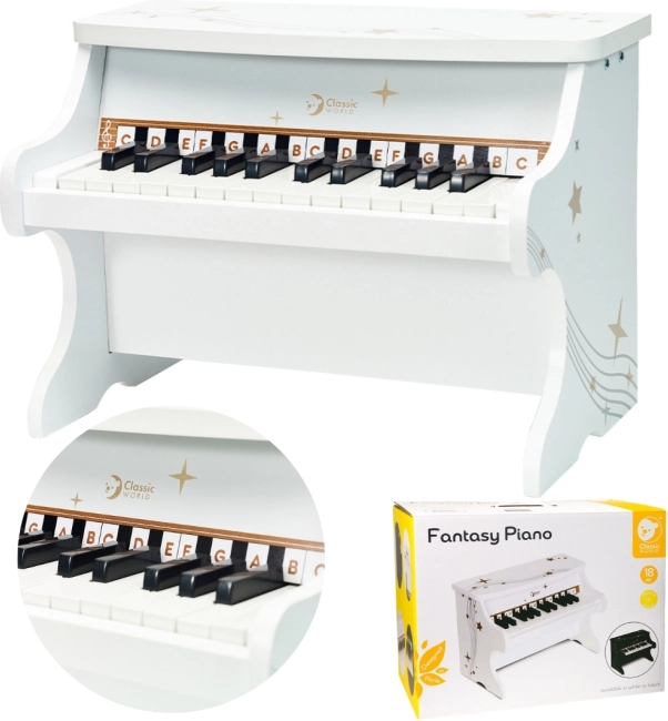 Drewniane dziecięce pianino CLASSIC WORLD z podręcznikiem
