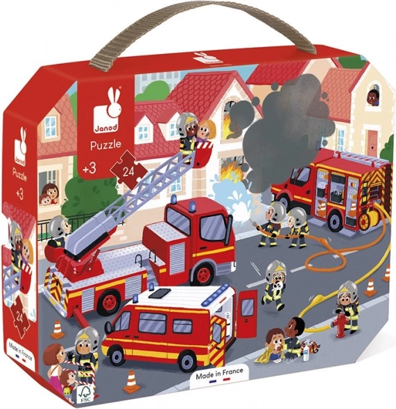 JANOD Puzzle w walizce Strażacy 24 elementy