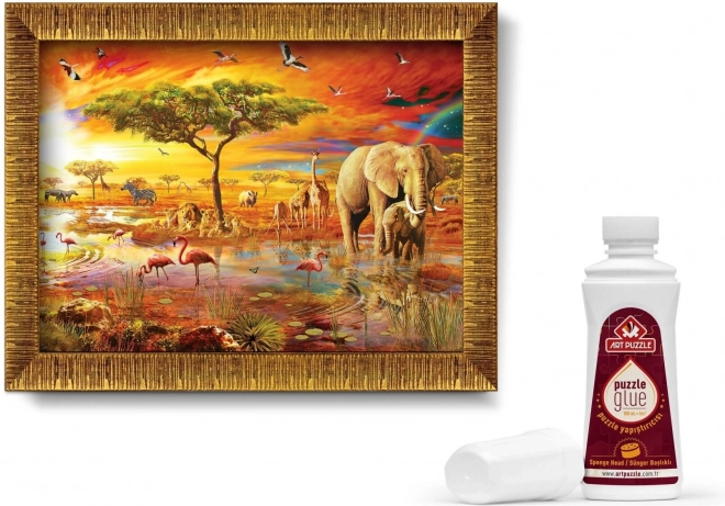 ART PUZZLE Puzzle z ramą i klejem 3w1 1000 elementów – Królowie sawanny