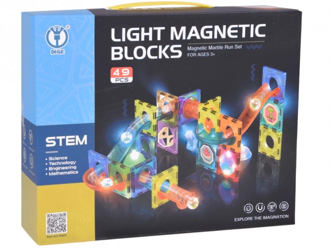 3D magnetyczne klocki dla dzieci Świecący tor kulkowy 49 elementów ZA5250