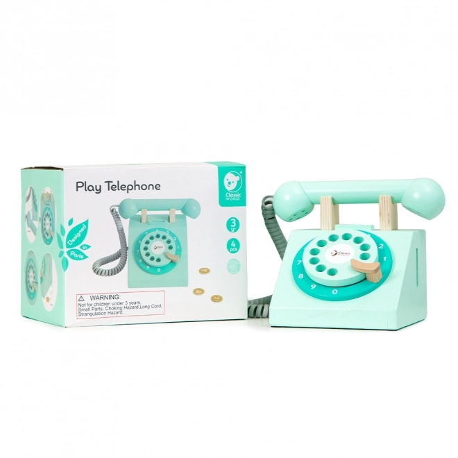 Klasyczny drewniany telefon dla dzieci