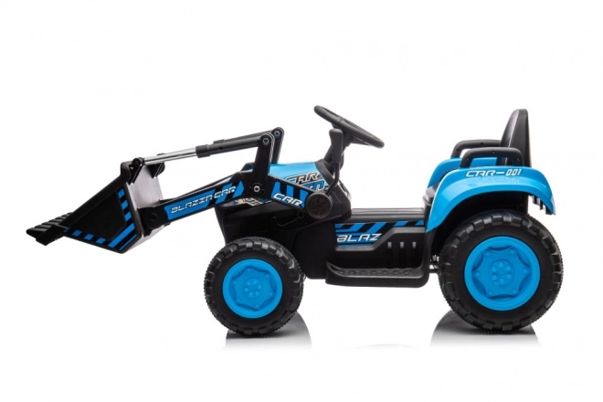 Elektryczny dziecięcy traktor z łyżką niebieski