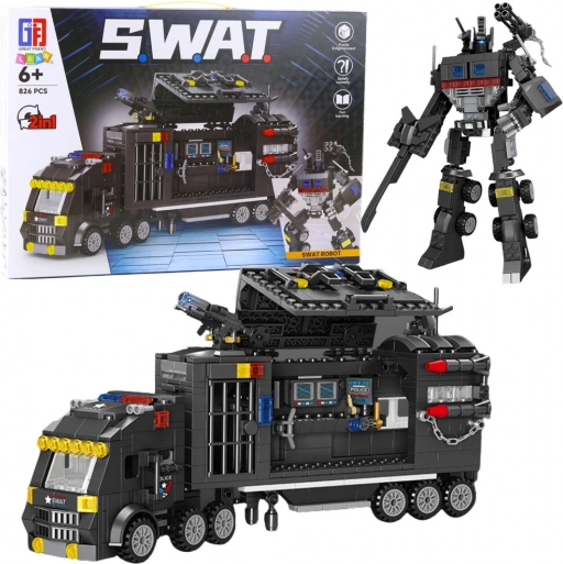 Klocki 8w1 SWAT – pojazdy policyjne i robot, 826 elementów