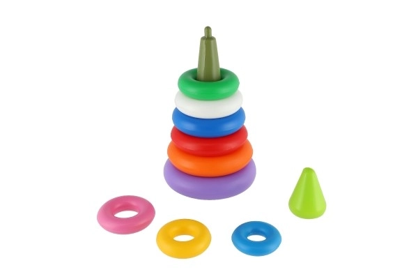 Piramidka do układania z pierścieni plastik 2 kolory w siatce 15x31cm 12m+