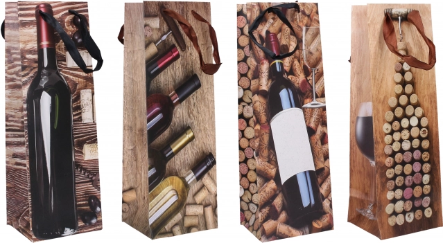 Torebka prezentowa na butelkę średnia, 12 × 35 × 10 cm, całoroczna