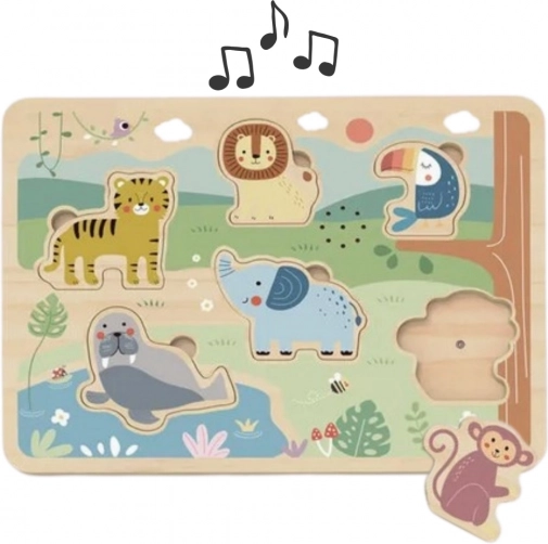Tooky Toy Drewniane Interaktywne Puzzle Zwierzątka