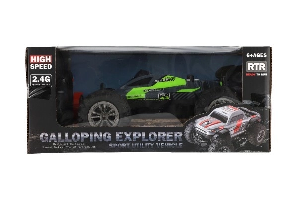 Auto RC Buggy szybkościowe 2,4GHz plastikowe 25cm na baterie w pudełku 31x14x18cm – Zielone