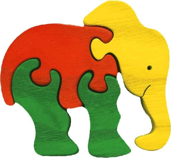 Drewniane wstawiane puzzle mały słoń