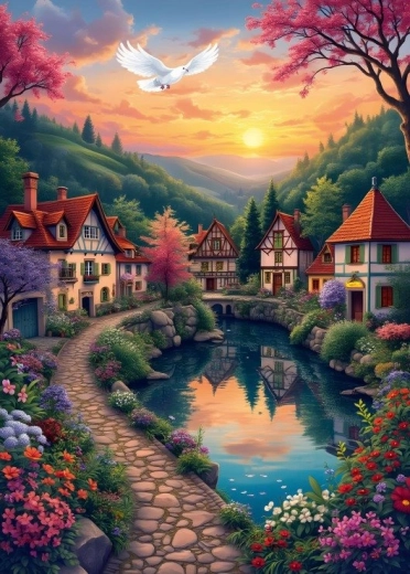 Puzzle Wioska przy Wodzie 500 elementów