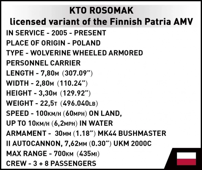 Konstrukcyjna zabawka budowlana KTO Rosomak