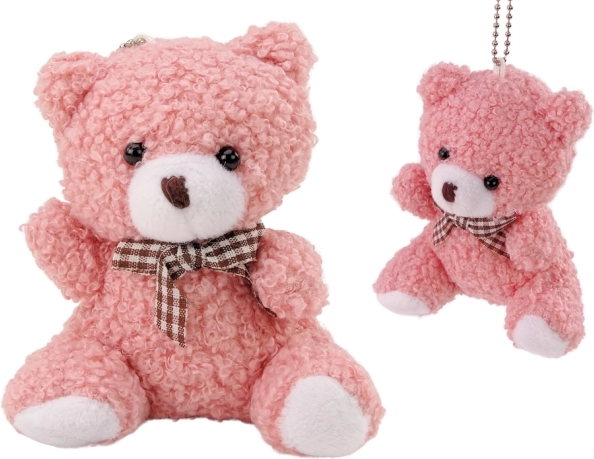 Różowy pluszowy mini miś brelok 10 cm