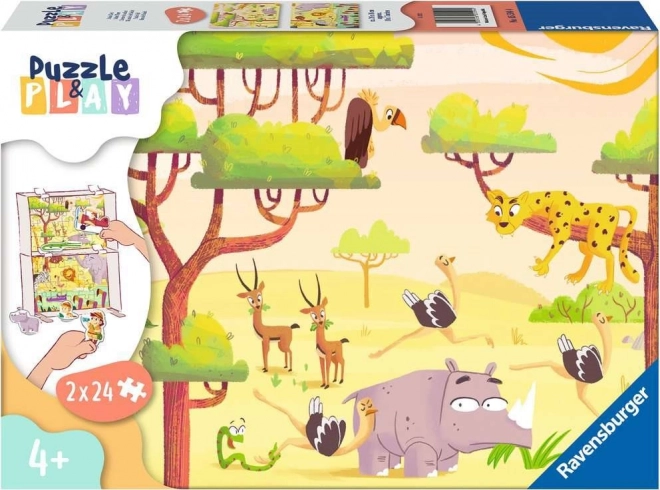 RAVENSBURGER Puzzle&Play: Safari 2x24 elementy