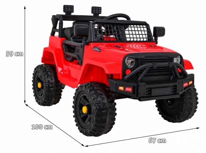 Samochód na baterie Jeep Dark Night dla dzieci + wolny start + EVA + LED audio – Czerwony
