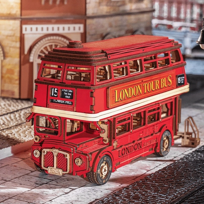 3D drewniana układanka londyński piętrowy autobus