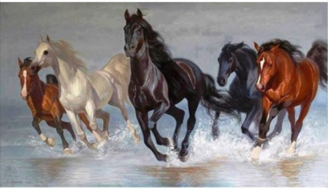 Malowanie diamentowe NORIMPEX – stado koni 80 × 40 cm
