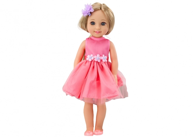 Długie włosy dla lalek Różowa sukienka Clip Brush 38cm