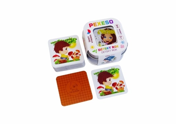 Pexeso Dziecięcy rok - wodoodporne, 64 karty w metalowym pudełku 6x6x4cm