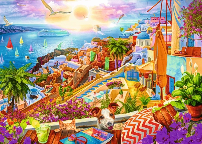 Puzzle TREFL Premium Plus Tea Time – wizyta na Santorini, 1000 elementów