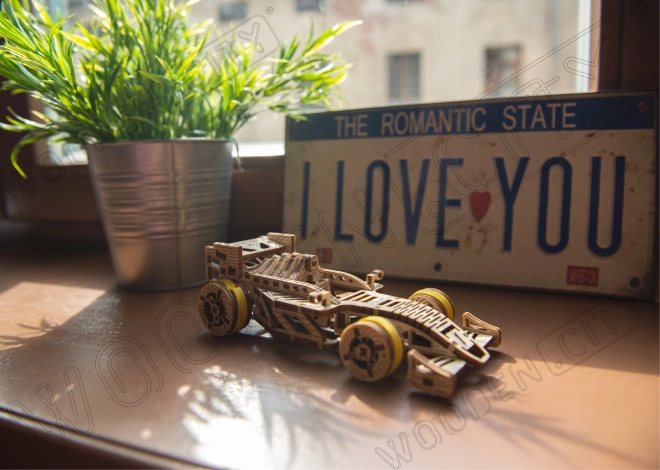 Drewniane Miasto 3D puzzle Wyścigowy Samochód Bolid 108 części